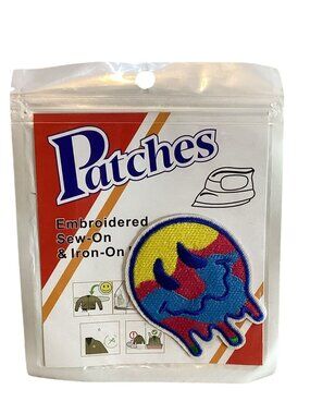 Embroidered Multi Color Patch Emoji Fabric Iron/Sew On Patch New 3.5"X 2"